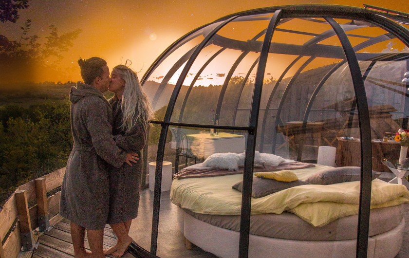 Location de vacances - Insolite à Labastide-de-Penne - coucher de soleil sur le dôme prestige