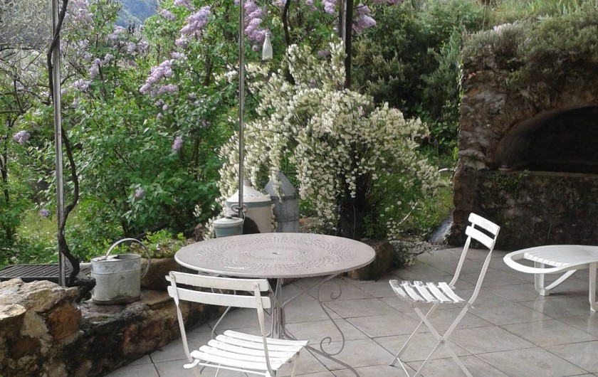 Location de vacances - Villa à Nyons - la terrasse et le bassin sous la treille;