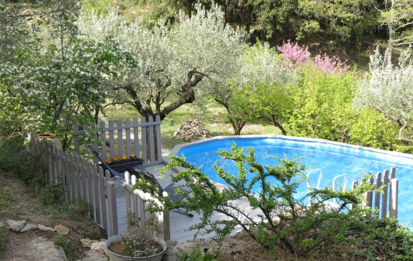 Location de vacances - Villa à Nyons - piscine  7.3x3.7m,encastrée dans un plancher bois, et au niveau d'une restanque