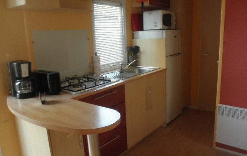 Location de vacances - Camping à Vias - cuisine, avec frigo ,congélateur, m. onde, cafetière grille pain, etc...