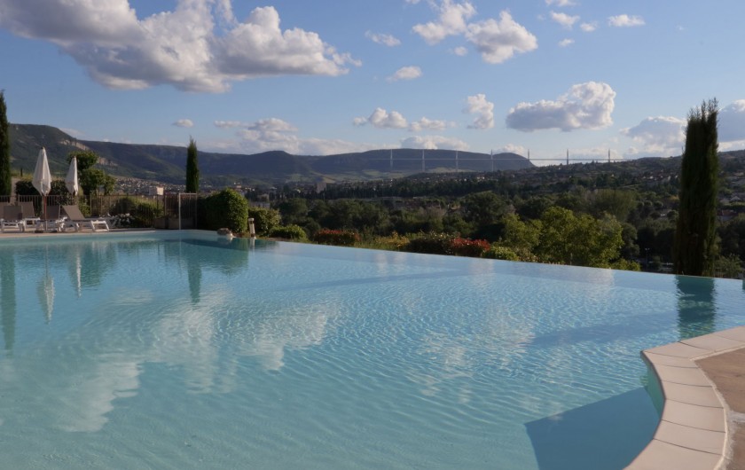 Location de vacances - Bungalow - Mobilhome à Millau - La piscine avec vue