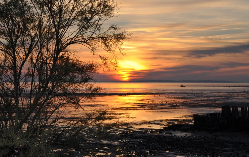 Location de vacances - Villa à Manhattan - coucher de soleil à marée basse face à la villa