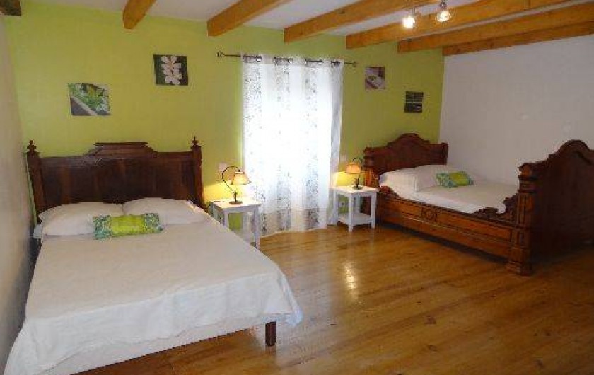 Location de vacances - Villa à Bidarray - chambre verte trés grande avec 2 lits en 120