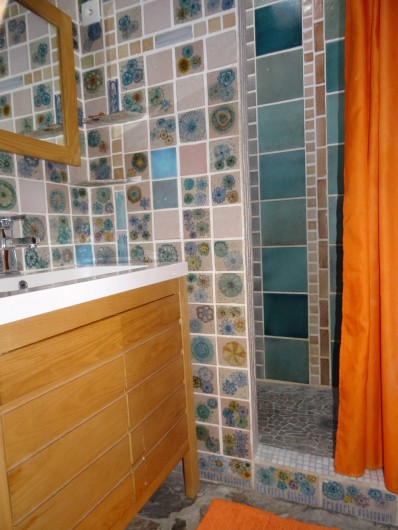 Location de vacances - Appartement à Bompas - salle de douche et lavabo