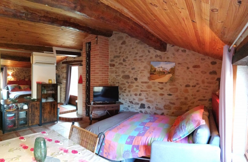 Location de vacances - Gîte à Eus - Lit convertible dans le salon gîte Rose