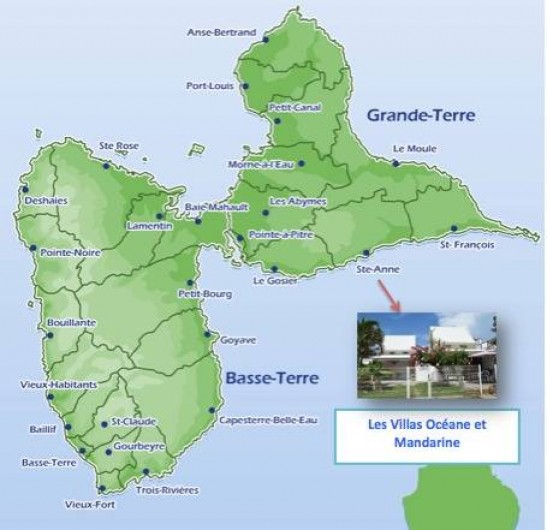 Location de vacances - Maison - Villa à Sainte-Anne - Localisation des Villas