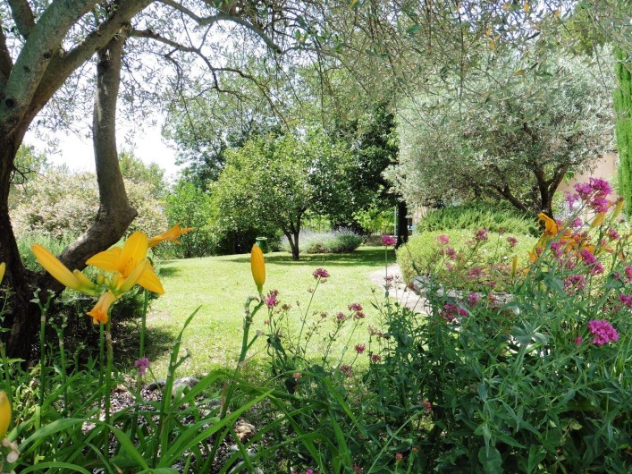 Location de vacances - Chambre d'hôtes à Entrechaux - Les jardins de l'Esclériade : des fleurs en toutes saisons.