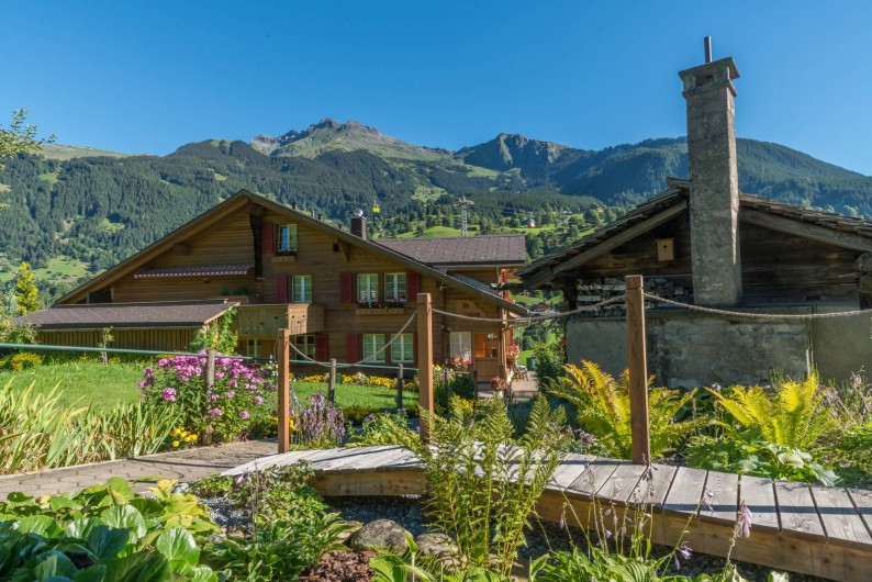 Location de vacances - Appartement à Grindelwald - jardin des pierres avec pont