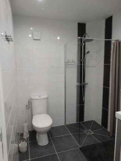 Location de vacances - Studio à Vincendo - Salle de bain avec toilette et douche à l'italienne