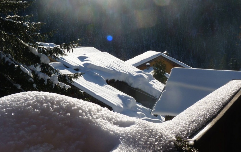 Location de vacances - Chalet à Saint-Gervais-les-Bains - les toits de Bionnassay vu du chalet
