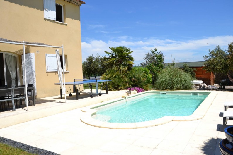 Location de vacances - Villa à Aix-en-Provence - Vue de la villa et de la piscine - Photo prise côté Sud-Ouest