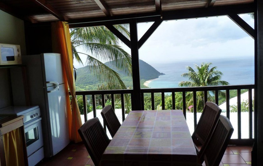 Location de vacances - Appartement à Deshaies - vue mer depuis la table