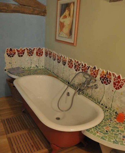 Location de vacances - Maison - Villa à Castéra-Verduzan - la salle de bain de la chambre bleue