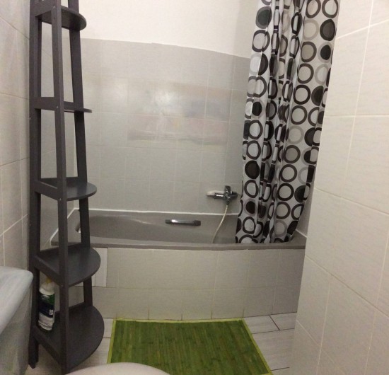 Location de vacances - Appartement à Les Trois-Îlets - Villa Ansalane - T2 "Elise" - Salle de bain n°1 avec lavabo, baignoire et WC