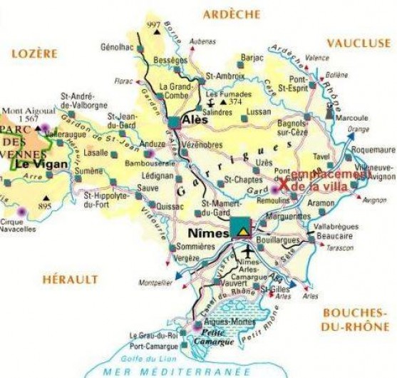 Location de vacances - Villa à Vers-Pont-du-Gard - Située entre Provence-Camargue-Cévennes. Entre mer et montagne