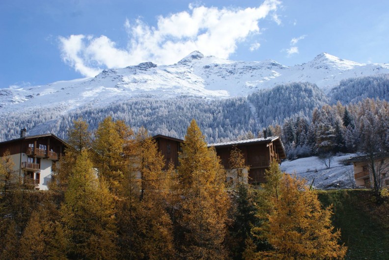 Location de vacances - Appartement à Lanslevillard - Vue de la maison, sur le domaine skiable (ski de fond, ski de piste)