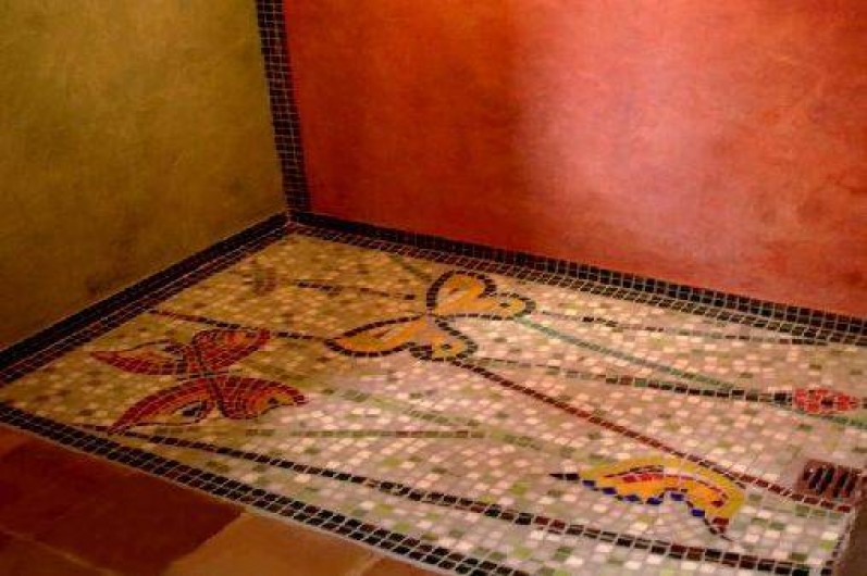 Location de vacances - Gîte à Lentillac-du-Causse - salle de bain douche italienne déco mosaîque