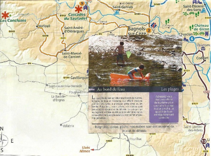 Location de vacances - Gîte à Bagnols-sur-Cèze - Bagnols sur cèze,sa  rivière sa plage  ,baignade, jeux,  détente,canoë, pêche,  