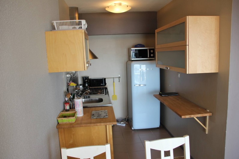 Location de vacances - Studio à Hardelot-Plage - cuisine avec four, cafetière, réfrigérateur (bac congélation), micro-onde