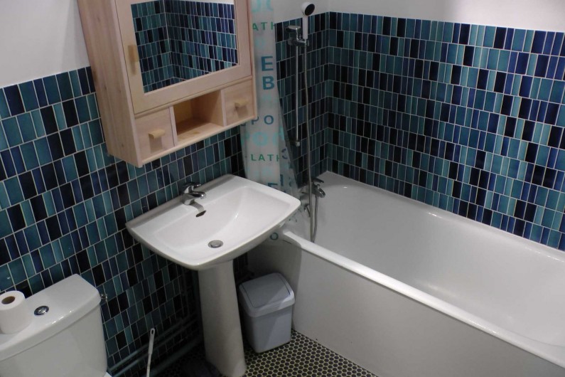 Location de vacances - Studio à Hardelot-Plage - salle de bain avec baignoire munie d'une douche