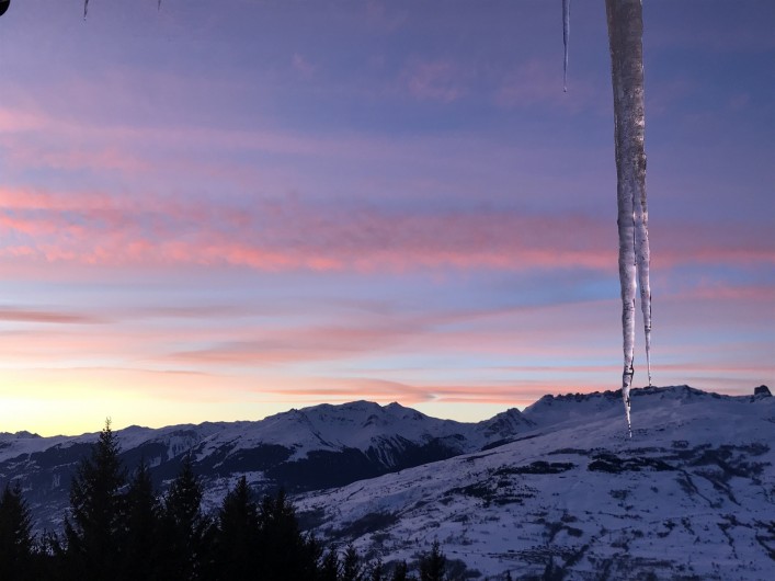 Location de vacances - Appartement à Arc 1800 - Un beau coucher de soleil de la terrasse