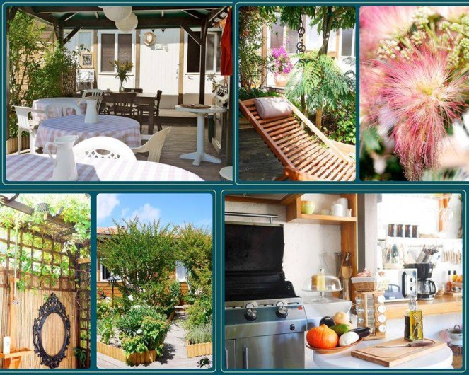Location de vacances - Chambre d'hôtes à Mimizan - Le Jardin et la cuisine d'été