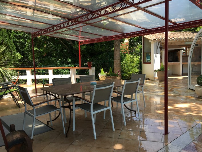 Location de vacances - Villa à Uzès - Terrasse couverte avec pare soleil