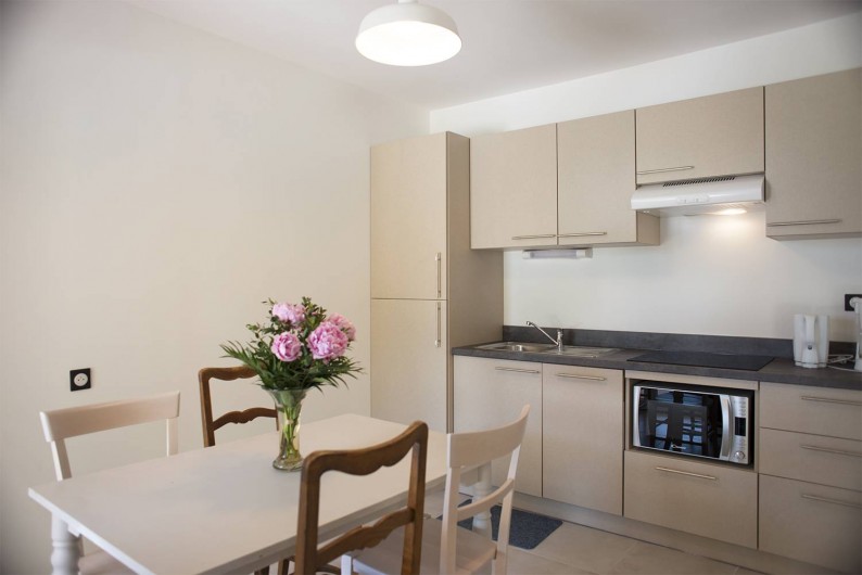 Location de vacances - Appartement à Martigues - Cuisine équipée, plaques induction, lave vaisselle, four, congel, vaisselle