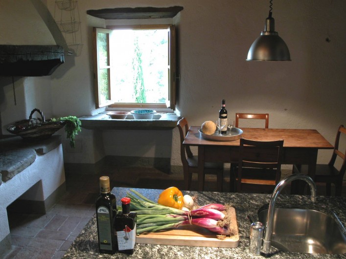 Location de vacances - Appartement à Greve in Chianti - Cuisine avec cheminé