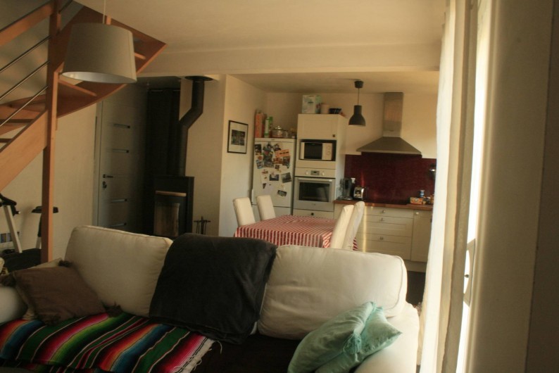 Location de vacances - Maison - Villa à Pluneret - le séjour salon avec canapé 3 places convertible