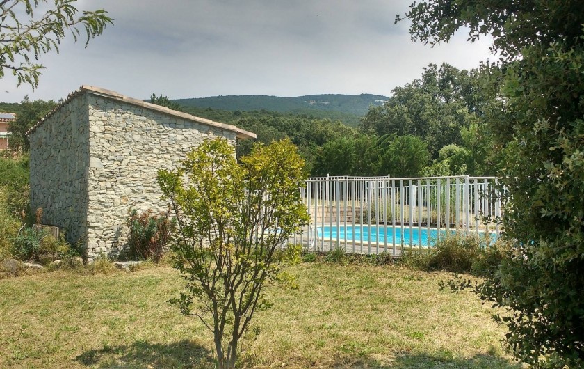 Location de vacances - Villa à Roche-Saint-Secret-Béconne - La piscine, au milieu du parc, avec une vue incroyable sur les montagnes.