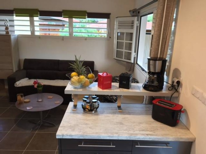 Location de vacances - Studio à Les Trois-Îlets - Vue sur le salon par la porte d'entrée