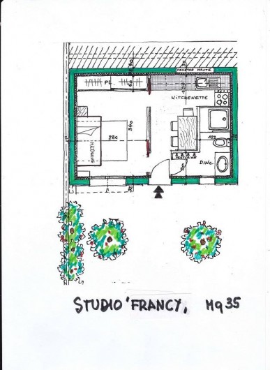 Location de vacances - Studio à Cagnes-sur-Mer - Plan du studio Francy