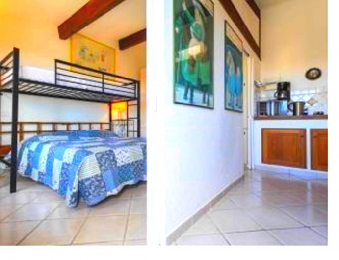 Location de vacances - Studio à Cagnes-sur-Mer - Vue cuisine et chambre du lit du studio  Francy