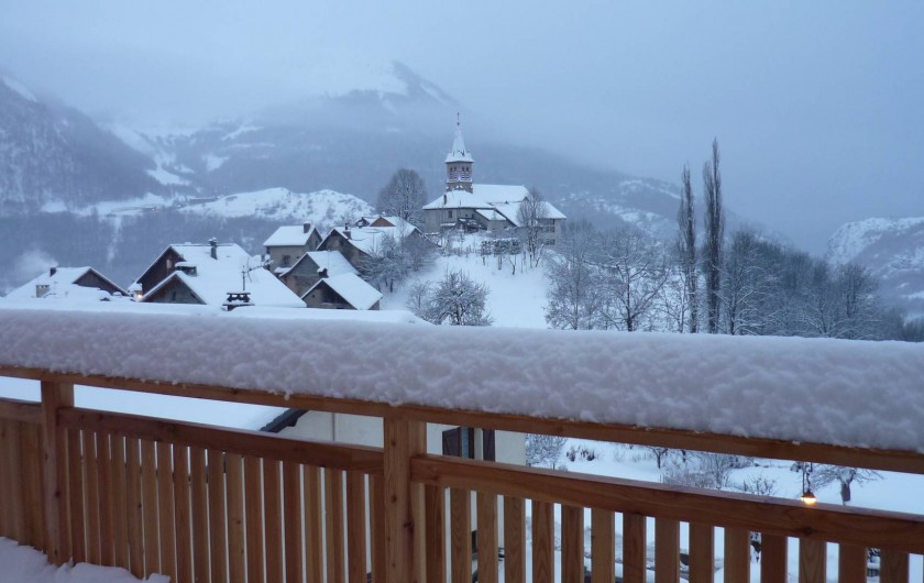 Location de vacances - Chalet à Mizoën - vue de la terrasse  en hiver
