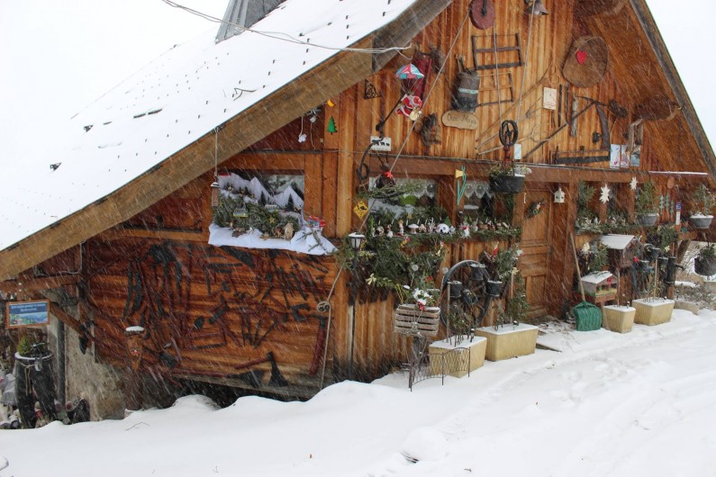 Location de vacances - Gîte à Alex - FACADE DU CHALET COTÉ ACCES AU GITE (HIVER)