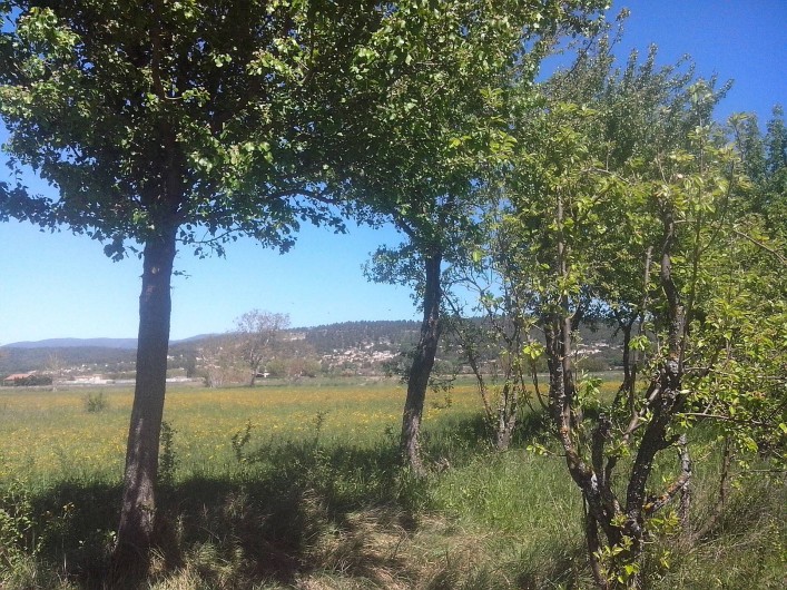 Location de vacances - Chambre d'hôtes à Villelaure - vue du village depuis le verger