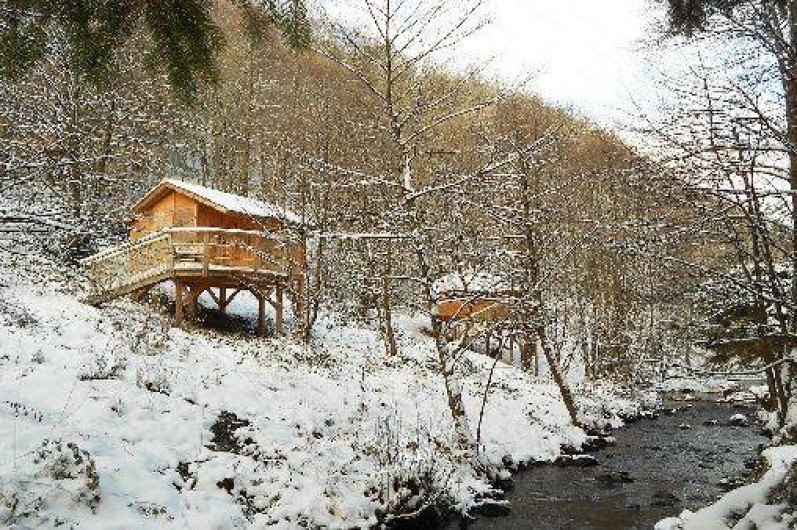 Location de vacances - Cabane dans les arbres à Grandfontaine - Cabanes en bord de ruisseau en hiver