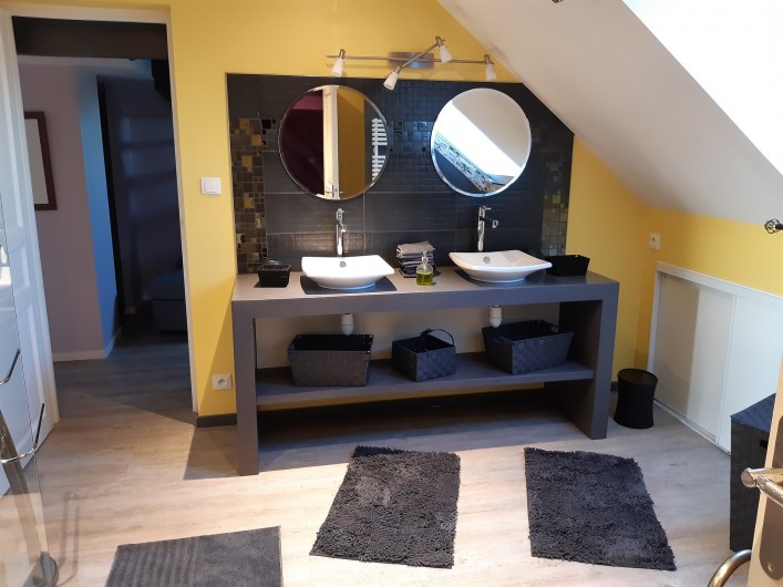 Location de vacances - Appartement à Beaune - Salle de douche avec double vasque et WC