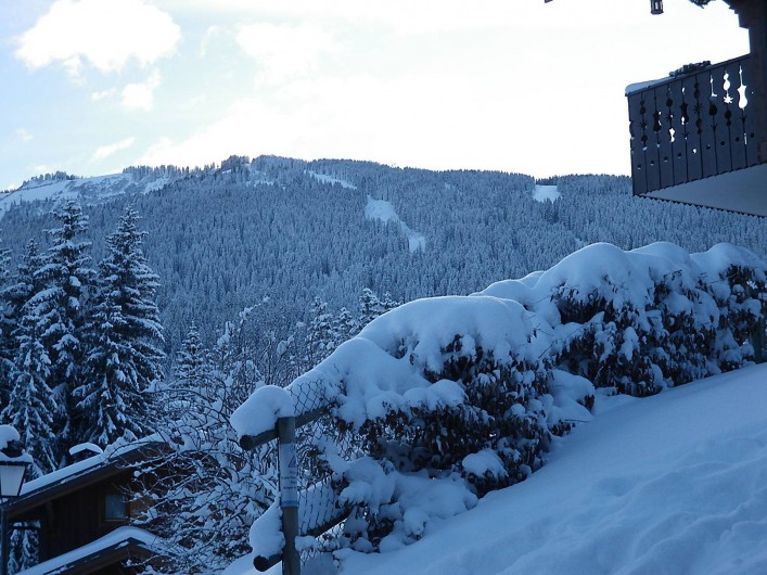 Location de vacances - Appartement à Les Carroz d'Arâches - vue de la terrasse sur montagne
