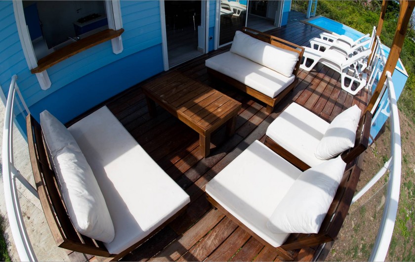 Location de vacances - Villa à Sainte-Anne - Salon extérieur avec vue mer et campagne.Sans vis à vis.