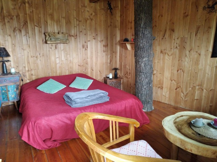 Location de vacances - Chambre d'hôtes à Saint-Martial-Entraygues - Intérieur de la cabane "Epicea Souhait"