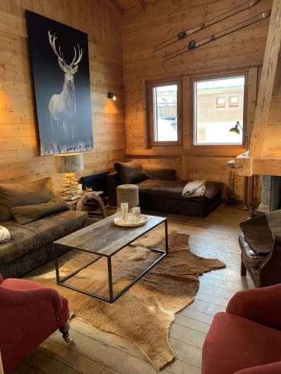 Location de vacances - Chalet à Megève - salon cheminée