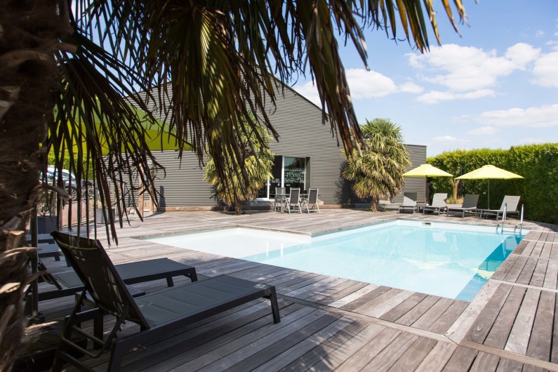 Location de vacances - Gîte à La Chapelle-d'Armentières - La piscine chauffée et ses palmiers
