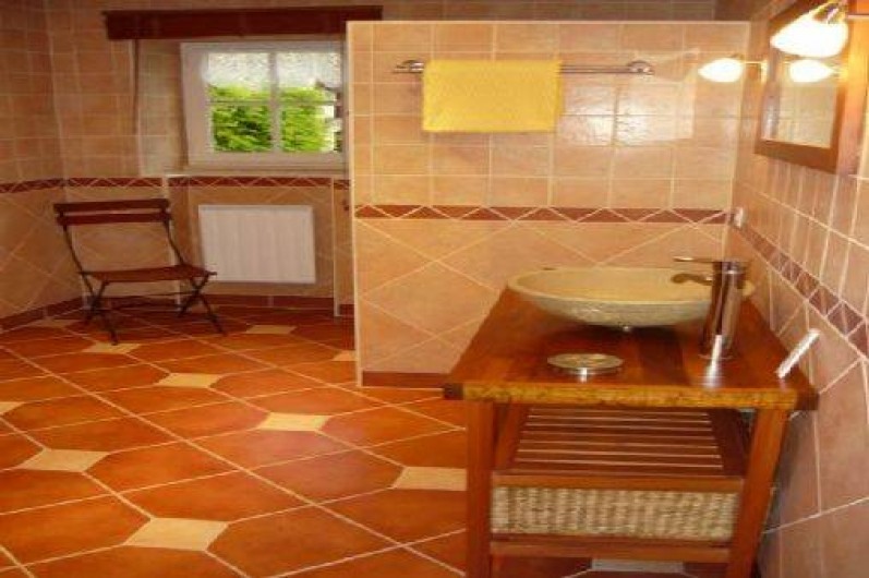 Location de vacances - Maison - Villa à Draché - Salle de bain: lave-linge, sèche-serviette, douche multi-jets, linge toillette