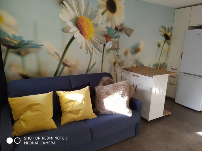 Location de vacances - Studio à Saint-Lary-Soulan - canapé-lit rapido (se replie facilement en laissant le drap housse) : 140*190