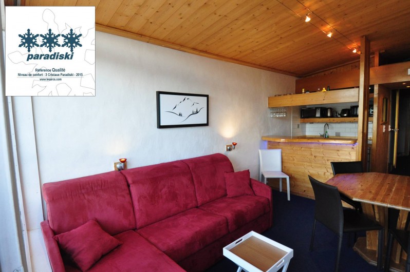 Location de vacances - Studio à Les Arcs - Séjour: canapé-lit grand confort, bar, coin repas