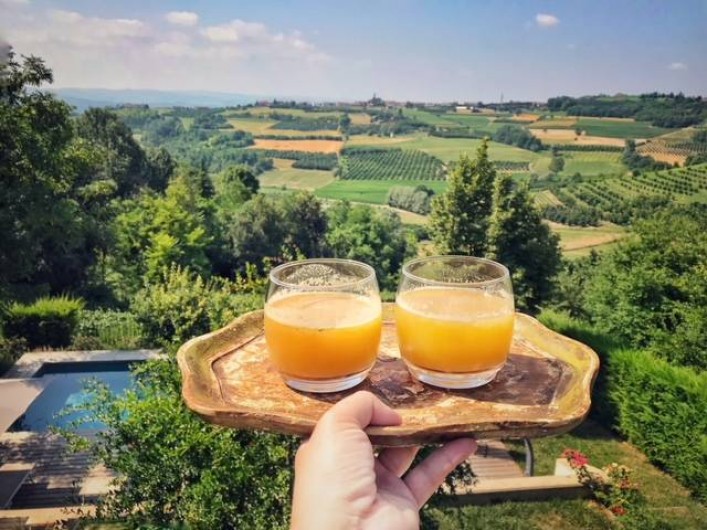 Location de vacances - Chambre d'hôtes à Govone - piscine et vue