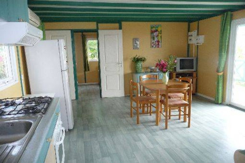 Location de vacances - Chalet à Saint-Leu - salon cuisine vue jardin  et ocean