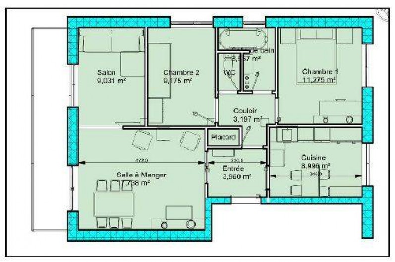 Location de vacances - Appartement à Cannes - Plan de l'appartement